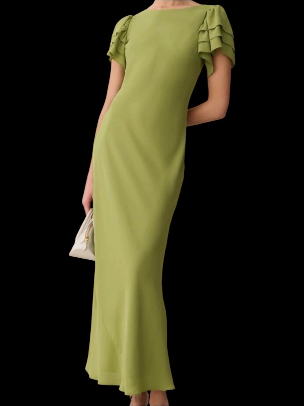 Few Moda o.p.t. Leonor Tiered Ruffle Sleeve Maxi Dress Chartreuse Green NWT